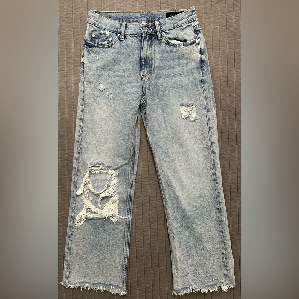 AllSaints Light-wash APRIL Distressed Jeans with Frayed Hem